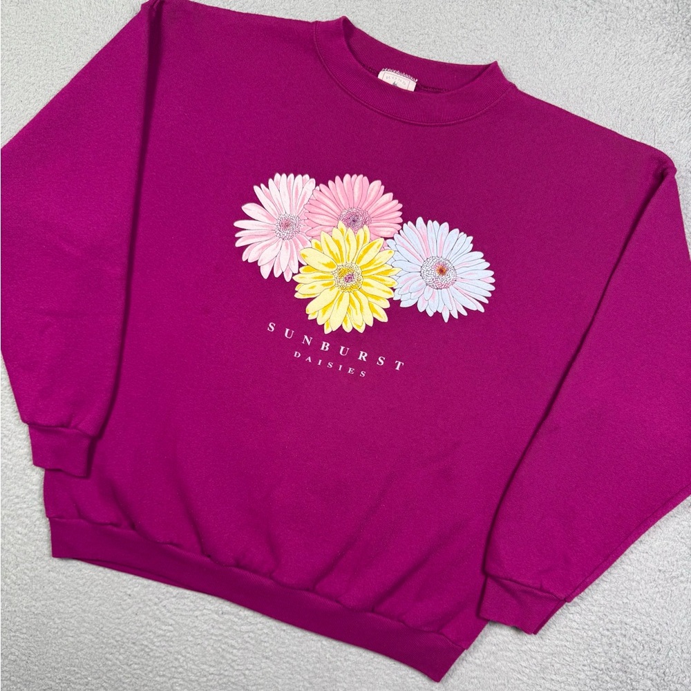 Vintage 90s sunburst daisies flower sweatshirt